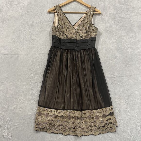 R&M Richards Dresses & Skirts - R&M Richard’s Midi Sleeveless Dress Women 6 Petite Black Flower‎ Vintage